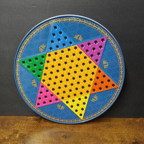 Vintage Chinese Checkers, Checkers, Chess Travel Game Board Tin w/ Game Pieces - Picture 4 of 9